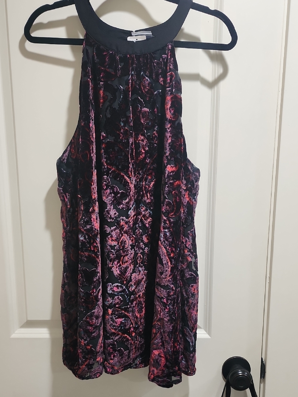 Torrid Womens Velvet Halter Tunic Tank Size 2 Burnout Paisley Sleeveless NWT
